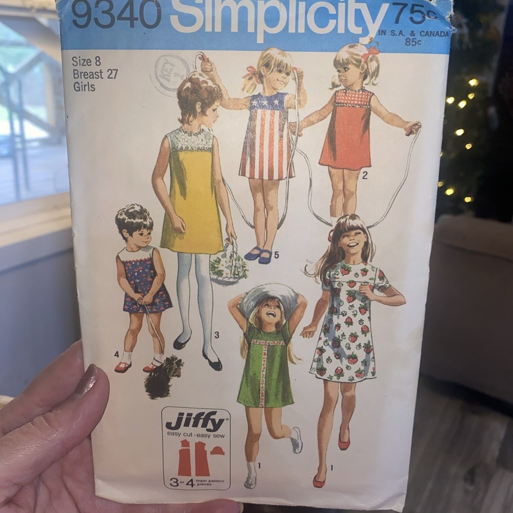 Vintage 1971 Simplicity 9340 Girls Jiffy Dress Sewing Pattern Size 8 Complete